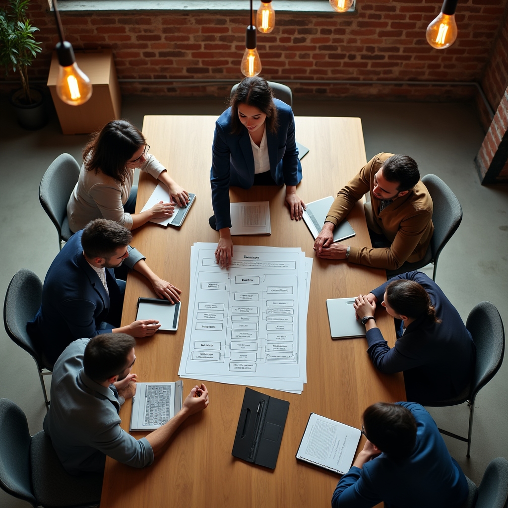 Manager che guida una sessione di team durante un processo di cambiamento organizzativo