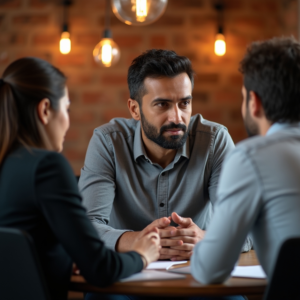 Manager e team in discussione durante un momento di transizione organizzativa